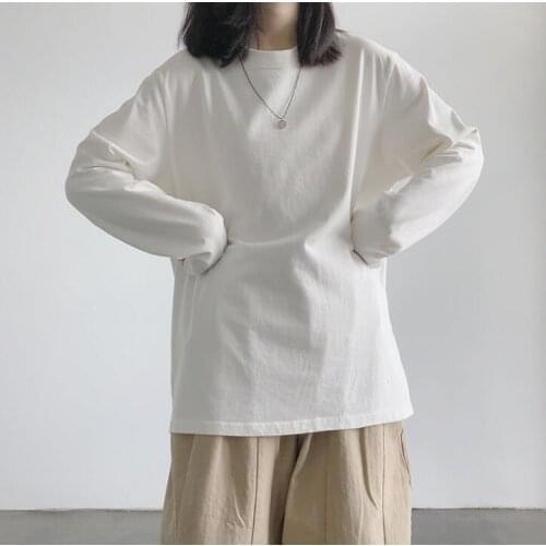 Womens ladies T-shirt long-sleeved Loose Shirt T shirt