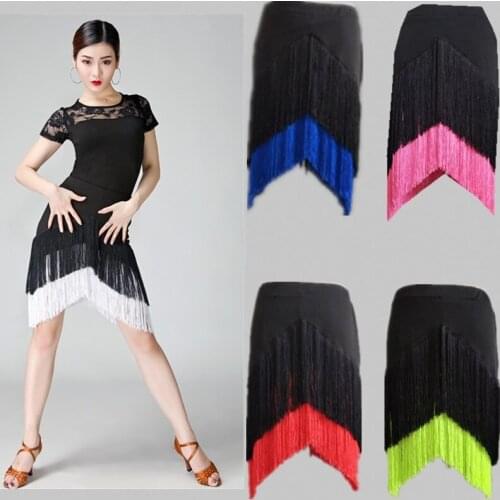 Ladies Latin Dance Skirt Tango Rumba Tassels Fringe Ballroom Dancewear Shorts Inside 904-A782