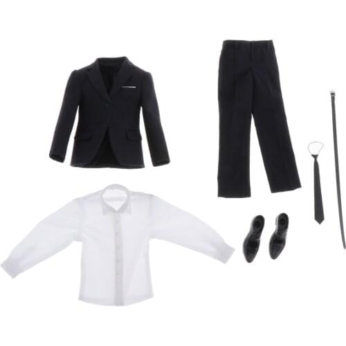 1/6 Scale Black Suit Full Set Clothes Accessories with Shoes for 12 Inch Male Action Figure