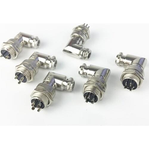 1Set GX16 90 Degree Right Angle XLR 16mm Elbow 2 3 4 5 6 7 8 9 Pin Female Plug Male Chassis Mount Socket Aviation Connector