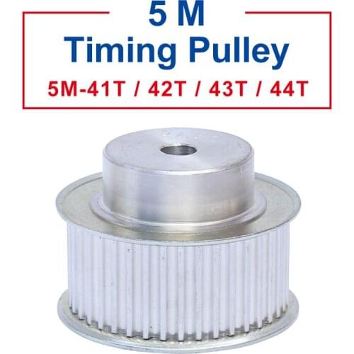 1 piece Pulley 5M-41T/42T/43T/44T Width 21/27mm pulley wheel rough hole 10 mm Aluminum Material For Width 20/25 mm Timing Belt