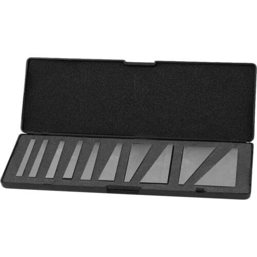 10pcs/12Pcs Set Steel Angle Gauge Blocks 1°, 2°, 3°, 4°, 5°, 10°, 15°, 20°, 25°, 30° Precision +/- 20 Seconds, Machinist Tool