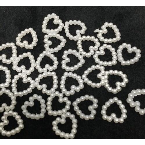 100pcs 10x11mm Pearl Ivory Hollow Heart Resin Confetti Flatbacks Cabochons Embellishments For Cardmaking DIY Wedding Crafts