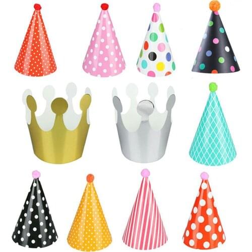 11Pcs/Set Cartoon Party Hats Fun Cone Birthday Party Crown Hats for Children Pets Adults