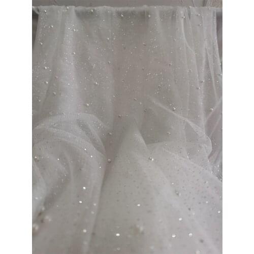 2meters Glitters And Beading Pearl Net Yarn Lace Fabric Perfermance Dress Evening Dress Sewing Material