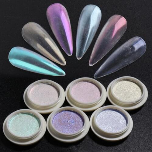 2g Mirror Effect Nail Aurora Powder Persistent with Brush Solid Chrome Manicure Art Decorations Rubbing Dust for Female