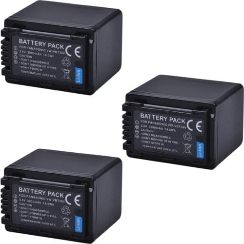 3Pcs VW-VBT190 VBT190 VW-VBT380 VBT380 Battery for Panasonic HC-V110, HC-V130, HC-V160, HC-V180, HC-V201, HC-V210, HC-V230