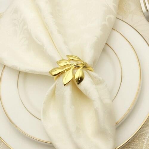 6Pcs/Lot Hotel Napkin Ring Napkin Holder Fall Leaves Napkin Buckle Christmas Wedding Party Gold Napkin Circle Dinner Table Decor