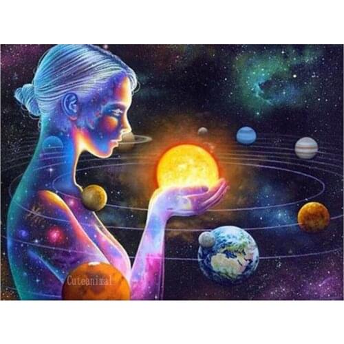 Diamond Painting Cross Stitch kit Abstract woman planet space solar system full drill Square Diamond Embroidery Diamond Mosaic