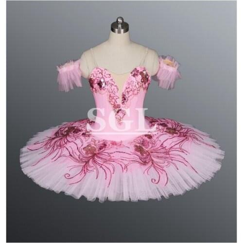 Free Shipping Pink Tutu Professional Custom Made Tutu For Theatrical Performance Ballet Pancake For Sale Dance Costume AT1084