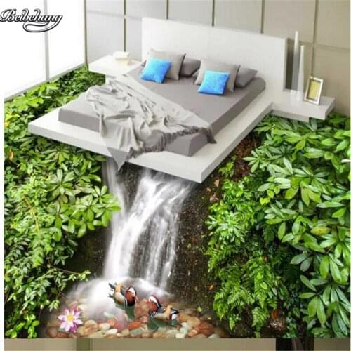 Beibehang Large custom waterproof floor living room water bath thickened mandarin ducks play 3D floor painting