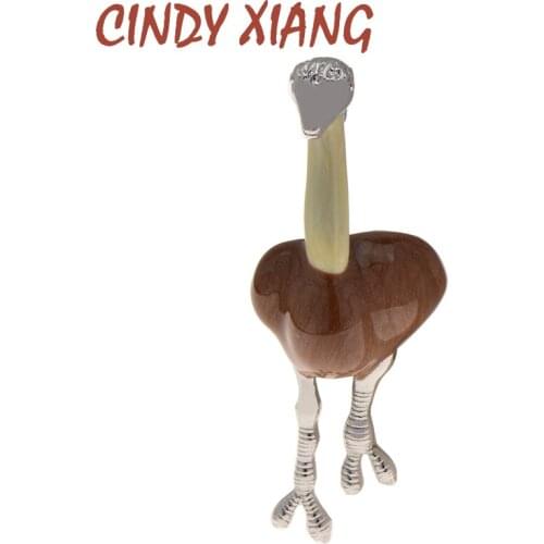 CINDY XIANG New Arrival 3 Colors Ostrich Brooch Pins For Women And Men Enamel Cute Animal Flamingo Brooches Alloy Jewelry Gifts