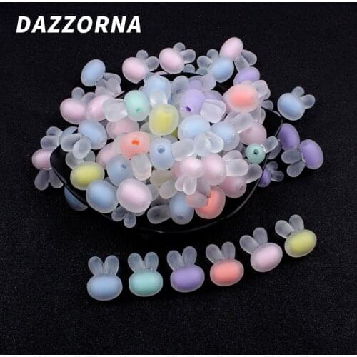 10/20/30/40Pcs/lot 16mm Acrylic Beads Frosted Rabbit Head Loose Beads for Diy Jewelry Making Bracelets Necklace Accessories