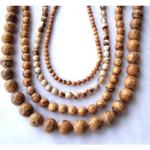Natural Picture Jasper Round Shape 4mm,6mm,8mm,12mm Loose Beads For Jewelry Making DIY Bracelet Necklace Earrings