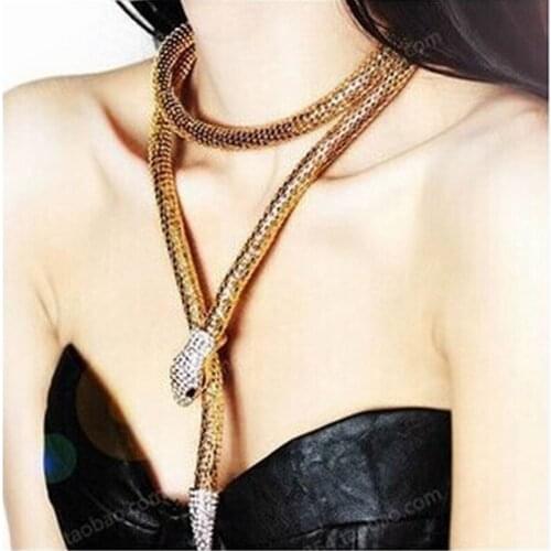 Trendy Fashion Snake Collar Choker Necklace For Woman Gold Sliver Color Metal Maxi Long Chains Necklaces Femme Jewelry New 2021