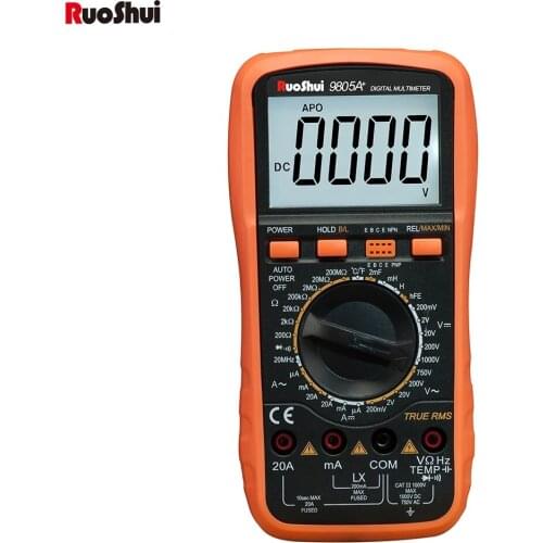 RuoShui Digital Multimeter 9805A+ NCV Auto Ranging AC/DC Ammeter Volt Ohm Meter Capacitance Frequency Resistance True RMS Tester