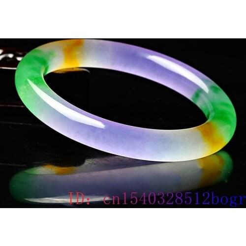 Colour Jade Bangle Bracelet Chinese Gifts Jadeite Jewelry Amulet Natural Fashion Charm Carved Tricolor