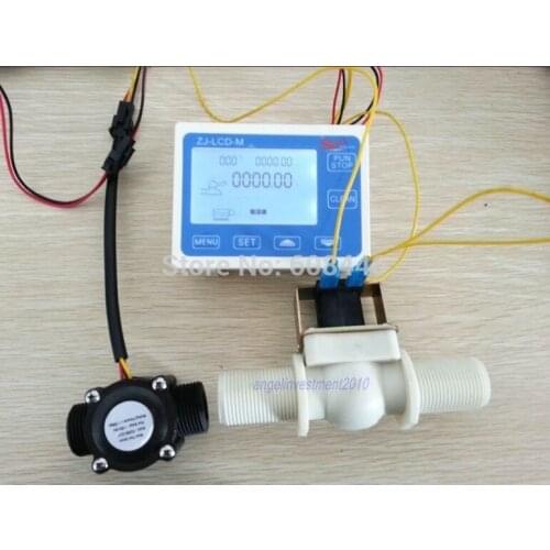 G1/2" Flow Rate Water Sensor Meter+LCD Digital Display Control Total Litres Hall