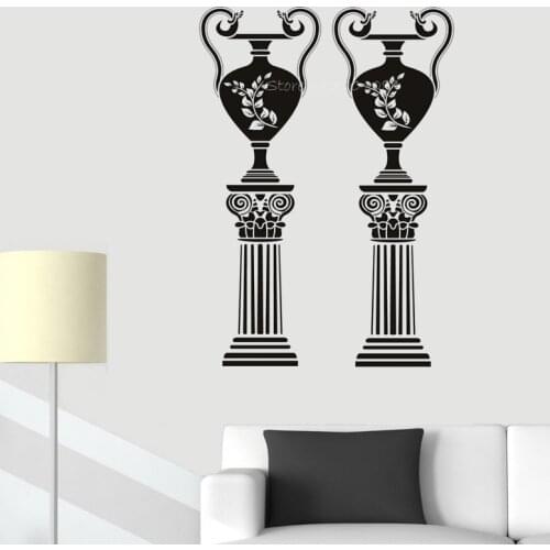 Greek Grecian Vase Wall Sticker Twig pattern Home decor For glass Living Room Bedroom Murals Sofa background Art wallpaper EB426