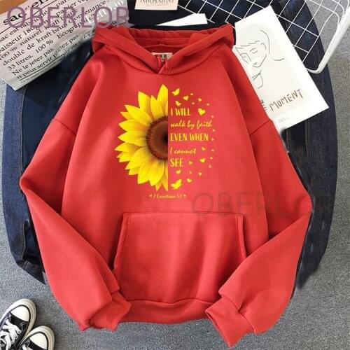 Walk By Faith Not By Sight Christian Religi Women Fashion Hoody Korean Styke Long Sleeve O-Neck Print Hoodies Harajuku Clothing