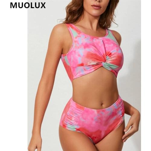 Bikini Set 2021 New Arrival Womens Swimsuit 2 Pieces Swimwear Tye Die High Waist Bikini Push Up Female Bathing Suit Beachwear