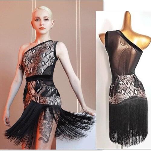 Leopard fringe Latin dress salsa dress cha cha samba dress latin pratice wear 777