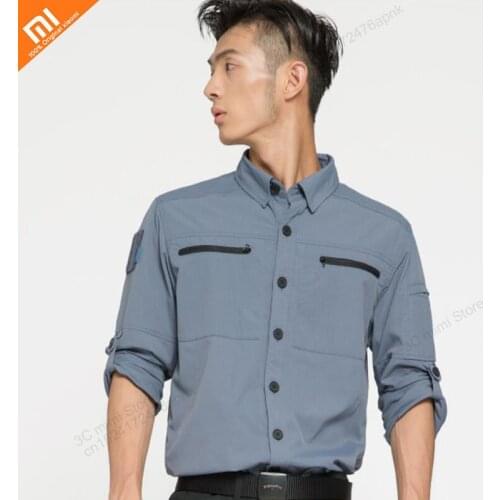 Xiaomi mens army fan quick-drying outdoor walking shirt mens tactical shirt YKK zipper durable comfortable long-sleeved smart