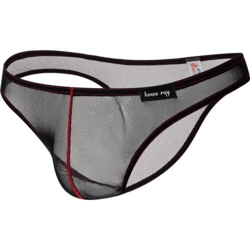 1pcs Brand Howe Ray gay underwear mens transparent yarn half-pack hip small triangle bikini underwear mens sexy briefs