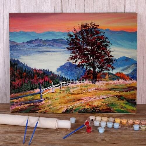 Landscape Late Autumn Paint By Numbers Complete Kit Oil Paints 40*50 Oil Painting Wall Decoration Crafts Adults Wholesale