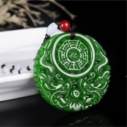 Natural Green Jade Pendants Hand Carved Jadeite Pendant Fine Necklace for Women Men Fashion Jewelry Chain Accessories