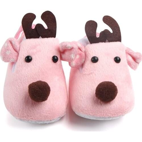 New Toddler Newborn Baby Crawling Shoes Warm Winter Cotton Soft Anti-Slip Baby Christmas Deer Shoes Prewalker First Walker