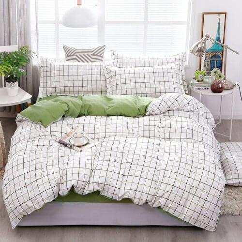 New Green stripe Bedding Sets 3/4Pcs Simple Duvet Cover With Pillowcase Twin Full Queen King Size Bed Sheet