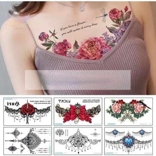 New Trendy Color Tattoo Stickers Domineering Waterproof Personality Fashion Chest Stickers Sternum Tattoo Stickers For Young