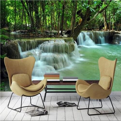 Beibehang Wallpaper custom wallpaper mural modern aesthetic forest water waterfall living room bedroom TV background wall