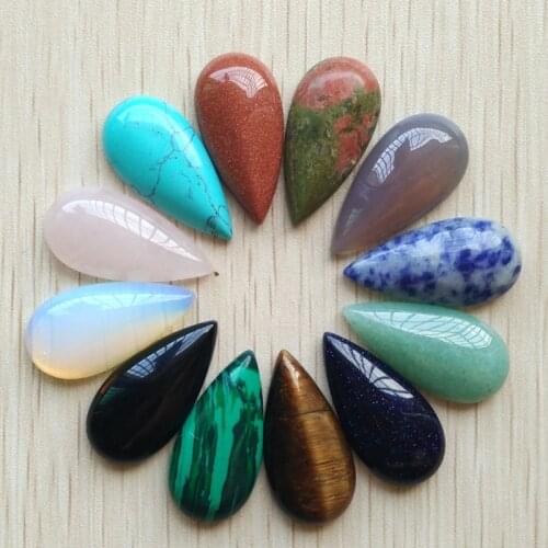 Wholesale 20pcs/Lot fashion assorted nature Stone water drop shape cab cabochons beads for Jewelry Accessories 15x30mm free