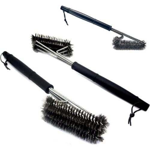 Red color Grill Cleaning Brush BBQ tool Grill Brush 3 Stainless Steel Brushes In 1 Provides Effortless Cleanin BBQ Accessories