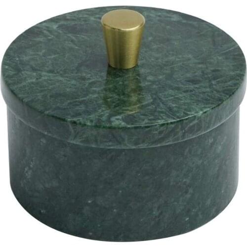 Natural Green Marble Ring Box Small Exquisite Jewelry Organizer (8x5CM)