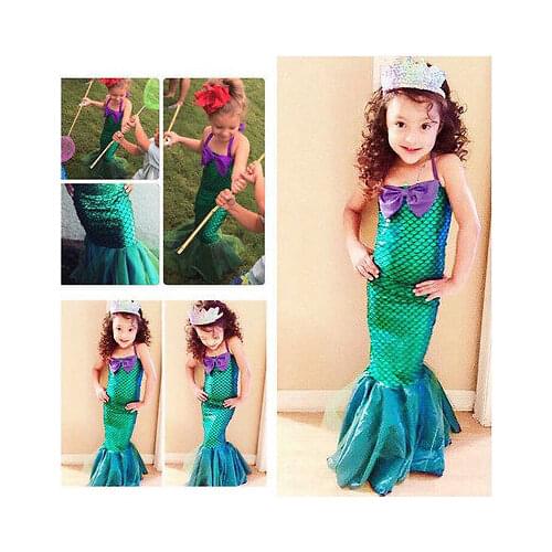 Cute Toddler Kid Ariel Little Mermaid Dress Girl Princess Dress Party Cosplay Costume Outfits Children Clothes 3-12Y