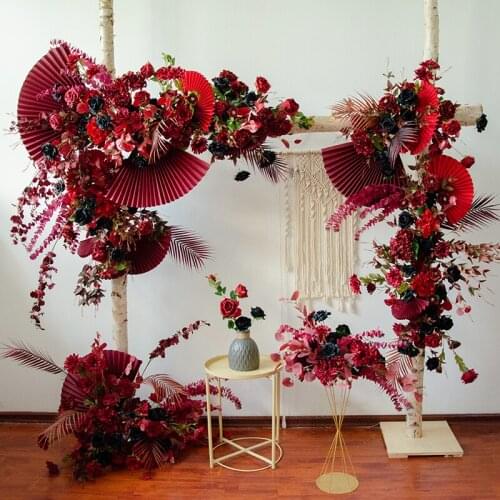 Wedding red ins arch wedding decoration opening ceremony support wedding welcome paper fan arch scene layout