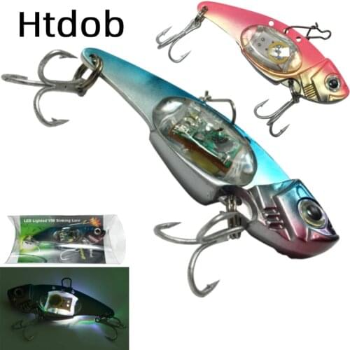 Luminous Minnow Hard Fishing Lures LED Light VIB Fishing Lure Treble Hook Electronic Fishing Lamp Bait Tackle Light Flash Bait