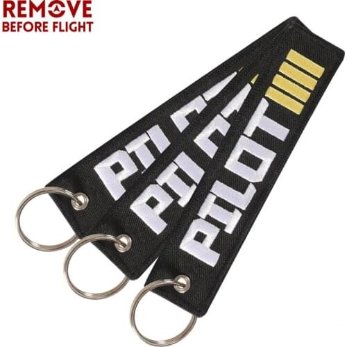 Remove Before Flight 3 pcs Car Keychain Embroidery Pilot Key Chain for Aviation Gifts OEM Key Ring Fashion Jewelry