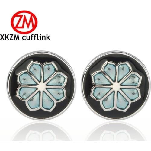 XKZM High quality new products popular in Europe Blue eight flower cufflinks French shirts cufflinks wholesale friends gifts