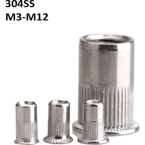 304 Stainless Steel Rivet Nuts Flat Head Insert Nutsert Cap M3 M4 M5 M6 M8 M10 M12