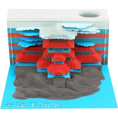 Omoshiroi Block 3D Notepad Cubes Creative Memo Pad Anime Mini Lan ZhanS Home Moddel Hardcover Gift For Guest DIY Stationery