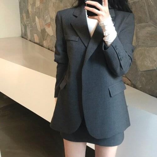 2020 spring casual blazer women notched long sleeve slim suit jacket