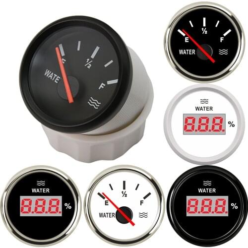 0-190ohm Water Level Gauge for Car Marine Boat 52MM Gauge Water Tank Level Indicator Meter with Red Backlight 240-33ohm ECC