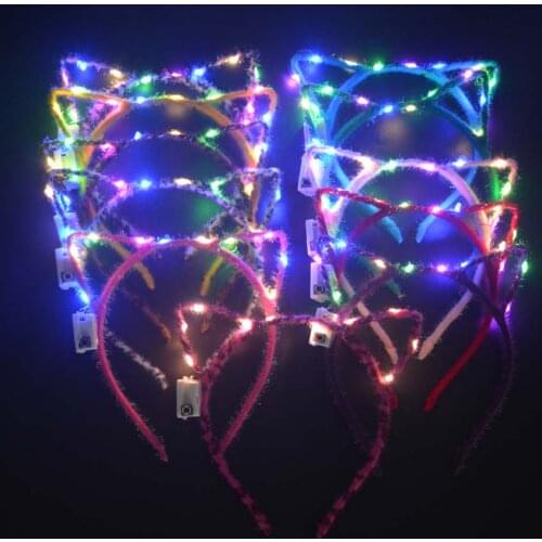 Led Animal Rabbit Crown Cat Fox Ears Headbands Party Light Flashing Hair Wear Glow Party Christmas Xmas birthday Gift New Year