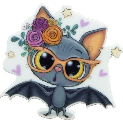 5pcs/lot Halloween Spider Bat Pattern Flatback Planar Resin DIY Sew For Bow Accessories Crafts Home Decoration Acrylic 25Yc18002