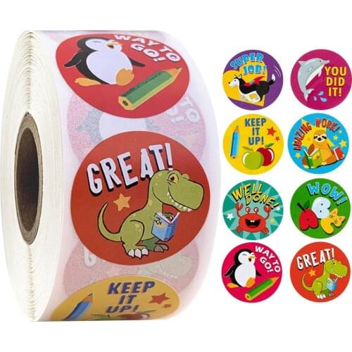 8 styles animals Round Stickers 50-500pcs cute stickers for seal labels Adhesive sticker scrapboking children DIY decorate