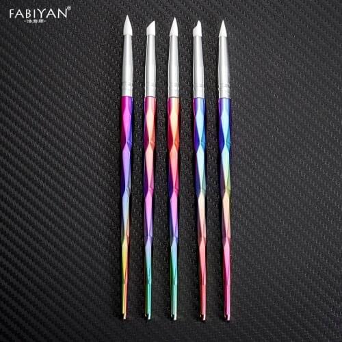 Acrylic Brush Nail Art Silicone Carving Emboss Shaping Hollow Sculpture Dotting Pen Manicure Tools DIY Delicate Design 5pcs Set